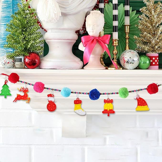 48PCS Christmas Pop Keychain PartyFavors Pop Push Fidget Toys Fidget Keychain for Kids Pop Toys Bubble Wrap Pop Toys Anxiety Stress Reliever for Kids Adults