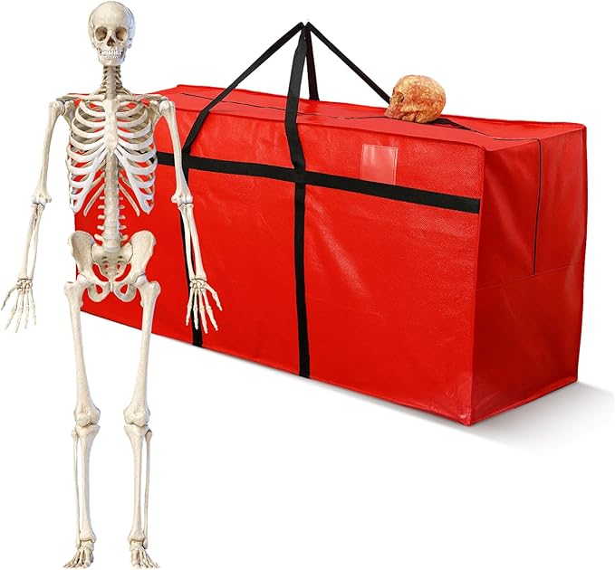 Windyun 4 Pack 168 Gallon Extra Large Storage Bags XXL Moving Bags with Zipper Handles Heavy Duty Jumbo Big Totes Box for Halloween Skeleton 4-12 Feet Christmas Tree Storage College Dorm Cloth (Red)