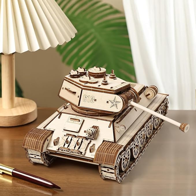 3D Wooden Puzzle for Adults, DIY Tank Model, Creative Assembly Model Building for Adults, DIY Assembly Puzzle, Woodcraft Kit for Christmas Day