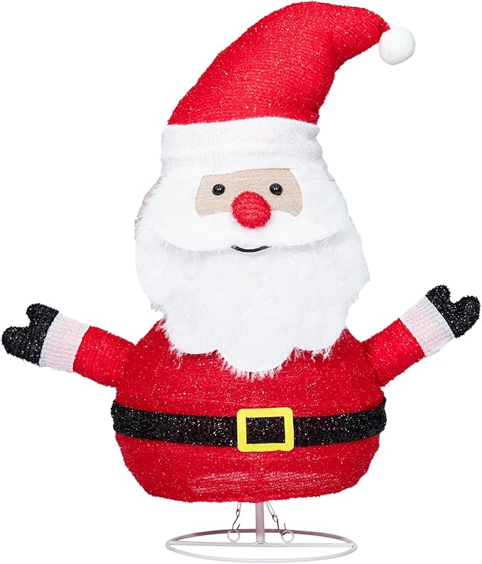 VCUTEKA Lighted Christmas Outdoor Decorations 2FT Santa Claus with LED Lights Pre Lit Pop up Collapsible Easily Metal Stand for Christmas Yard Garden Decorations, Event Decoration