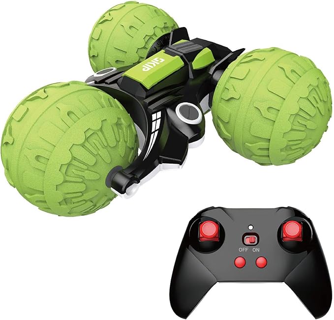 UNIQUE KIDS 1: 12 Waterproof Amphibious 360° + 360° Flip RC Car | Durable Inflatable Wheels | All-Terrain Water & Land Toy | 2.4 GHz for Kids 6-12 Years (Green)
