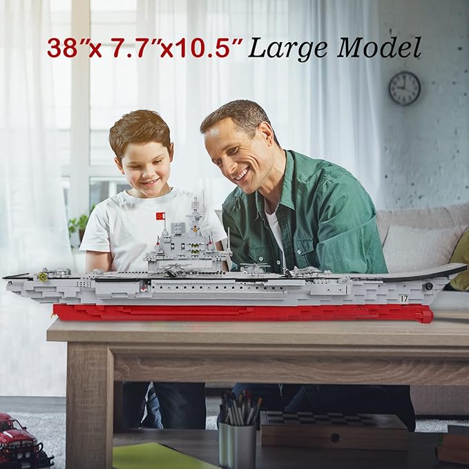 2234 Pieces Aircraft Carrier Building Blocks Set with Storage Box, 38x 7.7x10.5 Inch Stress Release Large Construction Military Warship Battleship Boat Blocks Toys for Adults and Kids 14 Years and Up