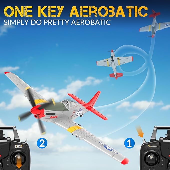 P51D RC Plane, 4CH RC Airplane with High Speed Engine, Remote Control Airplane with Xpilot Stabilization System & Aerobatic, Remote Control Plane Best Gift for Kids