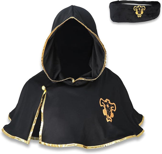 Halloween Cosplay Black Cloak Robe Cape Hooded Costume with Hood& Headband | Dressing ready for Anime Carnival, Role Play, Stage Performance, Comic Con Party