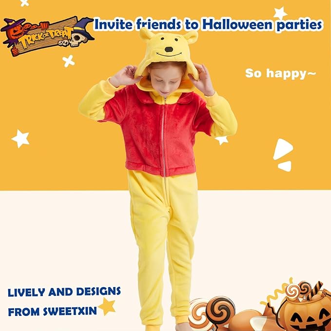 SWEETXIN Unise Kids Jumpsuit Cosplay Onesie One Piece Suit for Girls Boys Halloween Character Costume Dress Up Party