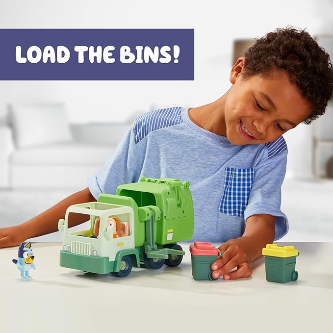 Bluey Garbage Truck Toy Set, Bingo, Bin Man Figures - Includes Trash Cans & Accessories | Amazon Exclusive Playset for Kids Ages 3+
