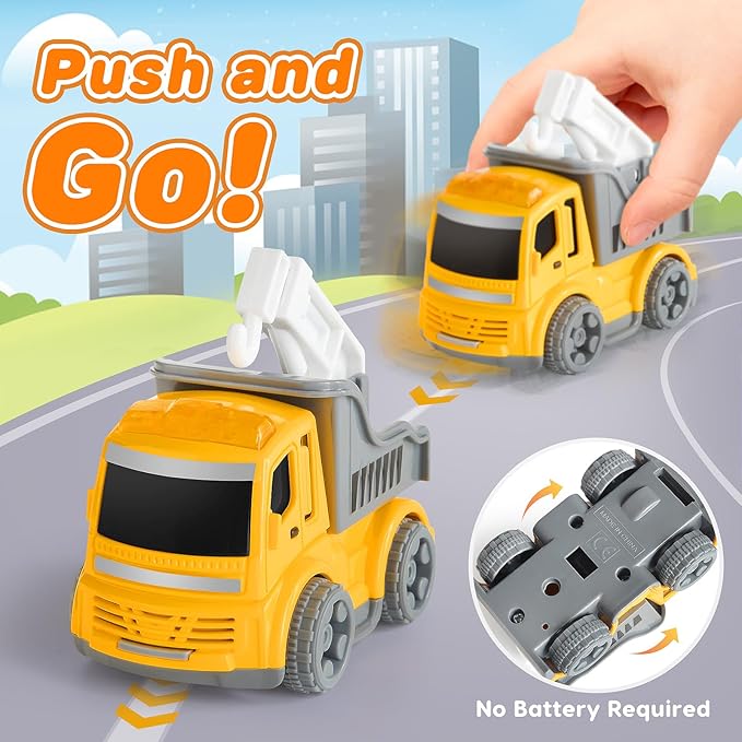 Truck Toys for Toddler 1, 2, 3, 4 Year Old Boy, Construction Transport Trucks Toy Set, Ideal Christmas Birthday Gifts for Kids.