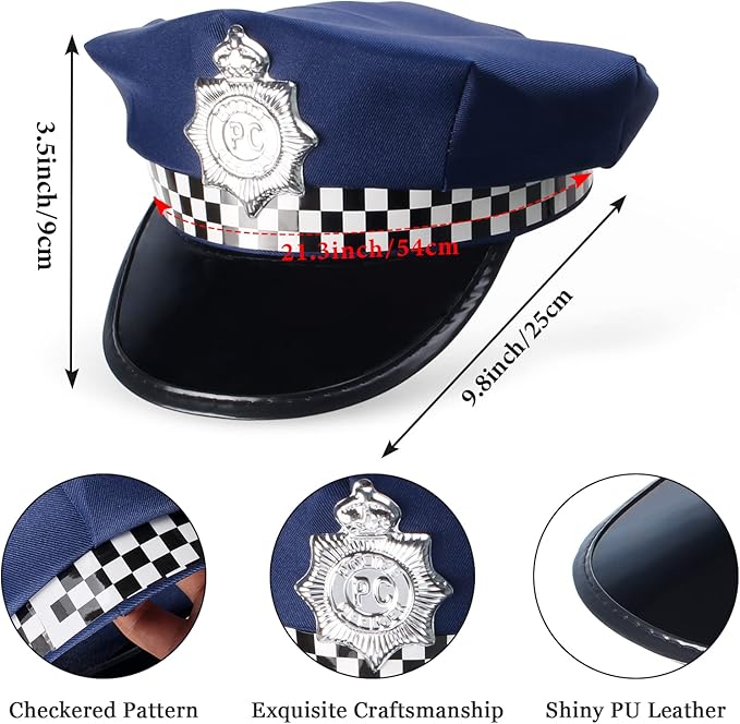 Kids Police Officer Costume Set 6 Pcs Including Cop Hat Vest Sunglasses Badge Walkie Talkie for Pretend Play Dress Up