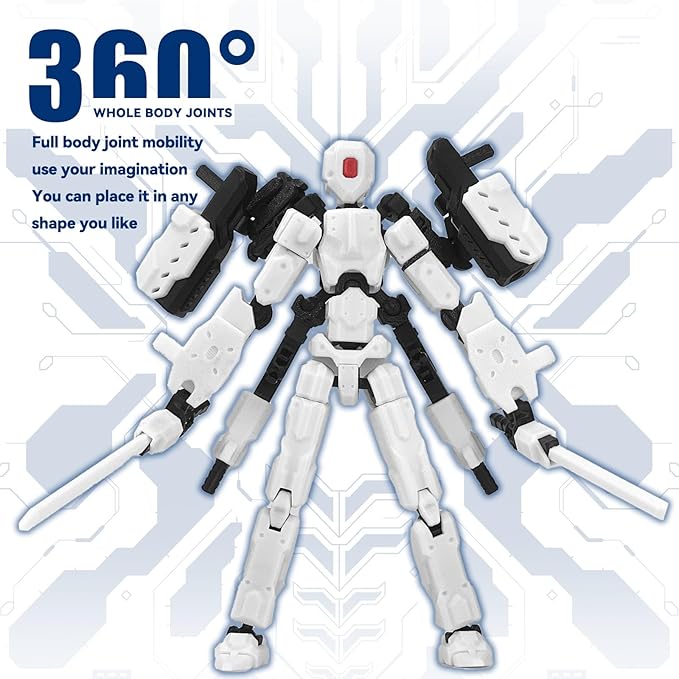 8 inch T13 (Assembly Completed) Action Figure Set,T 13 Multi-Articular Mobile Robot Nova T-13,Desktop Decorations for Game Lovers Toys (White)