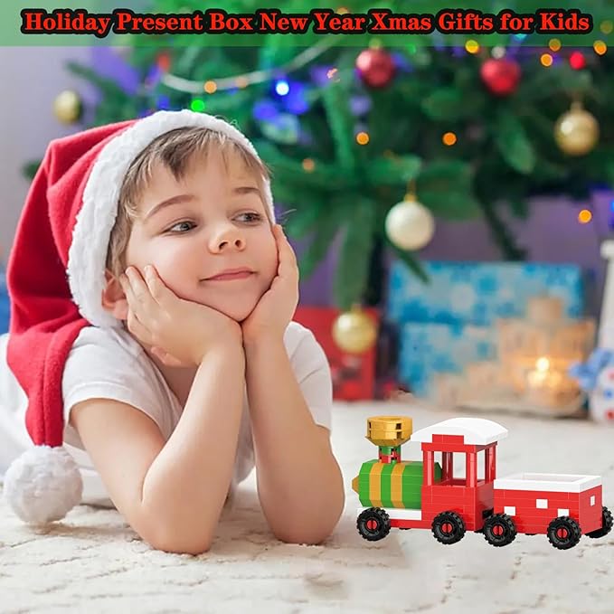 Christmas Train Building Blocks Set Compatible with Lego Advent Calendar 2025 Stacking New Toys Holiday Present Box New Year Xmas Gifts for Kids for Boys & Girls and Adults