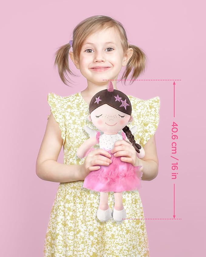 Soft Baby Doll Toys (16'') for Girls, My First Baby Rag Dolls for 1 Year Old Girl Birthday Gift Plush Doll Toys Machine Washable Baby Doll for Toddler Kids Infants - Star Princess