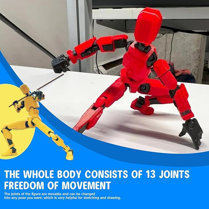MerryXD T13 Action Figure,Assembly Completed Dummy Nova Tintan Lucky 13 Action Figure 3D Printed Multi-Jointed Movable Toy Orange