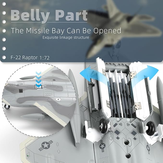 Classic USA F22 Raptor Fighter Attack Pre-Build Model 1:72 Aircraft Alloy Diecast Airplane Military Display Model Aircraft for Collection or Gift (FF 27th FS)