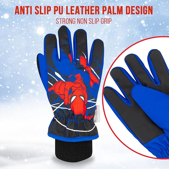 Spiderman Snow Gloves for Kids, Spider Man Toddler Gloves, 3M Thinsulate Waterproof Mittens, Kids Winter gloves