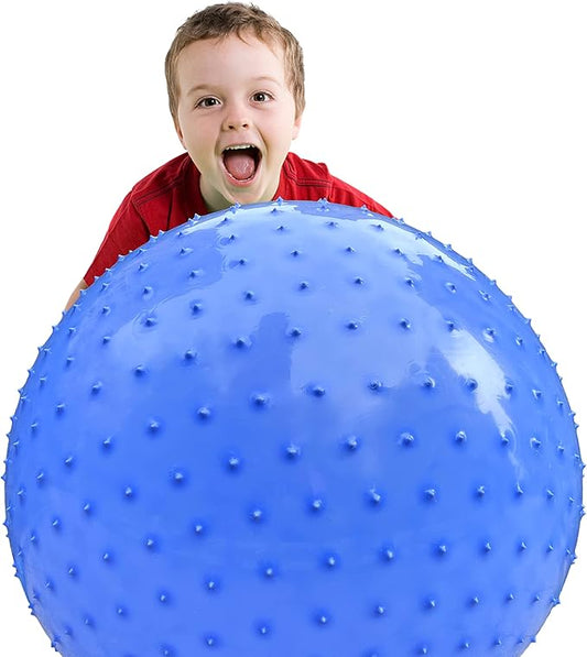 Large Sensory Massage Ball for Kids, 33.5" 85CM 3.1lbs Macaron Blue Bouncy Exercise Balls for Toddlers, Big Inflatable Toys with Tactile Spikes, Outdoor Giant Yoga Balls, Large Beach Ball