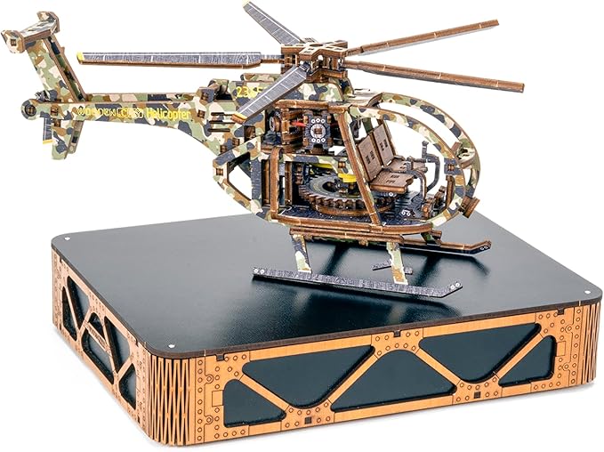 WOODEN.CITY Helicopter LE 3D Puzzles for Adults – Limited Edition Helicopter Kit with Rotating Propeller & 154 Laser-Cut Pieces – Build & Display Rotary Aircraft for Adults & Teens – Wooden Model Gift