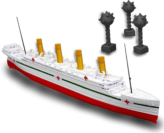 12" Prebuilt Display Model Ship (HMHS Britannic 1ft Model with Sea Mines (3pc) (includes Masts))