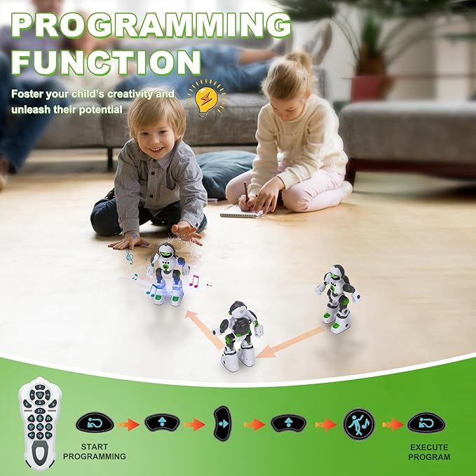 Robot Toys Gift for Kids: Remote Control Robot Programmable with Record Voice Music Dancing Gesture Control, for Toddler Boys and Girls
