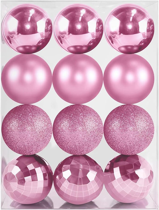 2.36" Christmas Balls Christmas Tree Ornaments Shatterproof Plastic Holiday Ornament Festival Hanging Ball Holiday Decorations Set of 24pcs