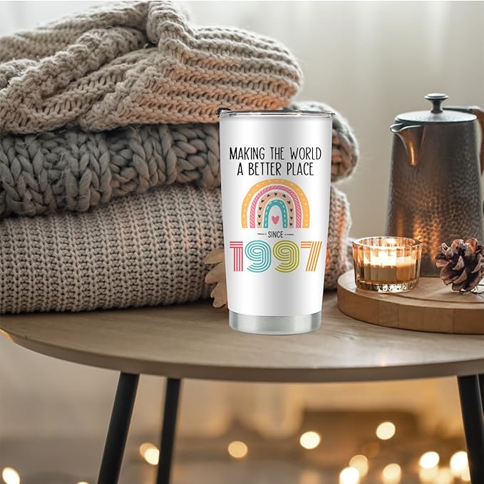28th Birthday Tumbler for Women - 20 oz Stainless Steel Vacuum Insulated Tumbler, 1997 Birthday Gift Ideas for 28 Year Old