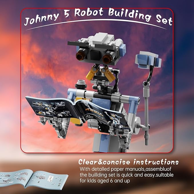 370 Pieces Johnny 5 Robot Building Set, Johnny Five Robot Model Toys, Compatible with Lego, Educational Gift Set for Ages 8-14 Boys