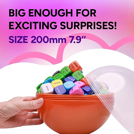Big Claw Machine Capsules Translucent Red Plastic Sphere Large Party Favor Containers Round 5 pcs 7.9 inch Jumbo Plastic Christmas Ornaments Extra Large Gift Box Craft Party Supplies Vending Capsules