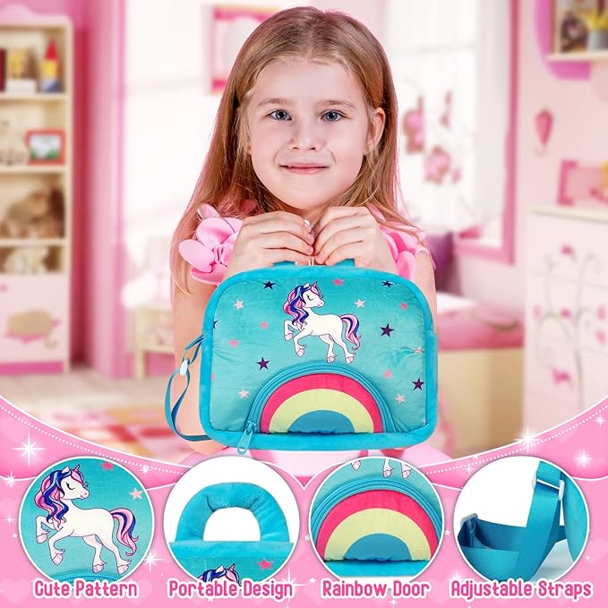 KMUYSL Toys for 18 Months+ Year Old Girls, Plush Stuffed Animal with 5 Unicorn Babies in Plush Bag Toy, Soft Plush Toys Set, Christmas Birthday Gifts for 2 3 4 5 6 7 8 Girls Boys Baby, Toddler, Kids