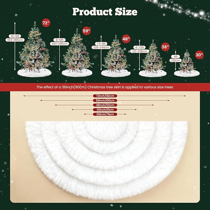 iMucci 2025 Update Wool Fur White Tree Skirt Small Christmas Tree Skirt Snowy White Plush Velvet Christmas Tree Skirt Holiday Party Decoration 24inch Mini