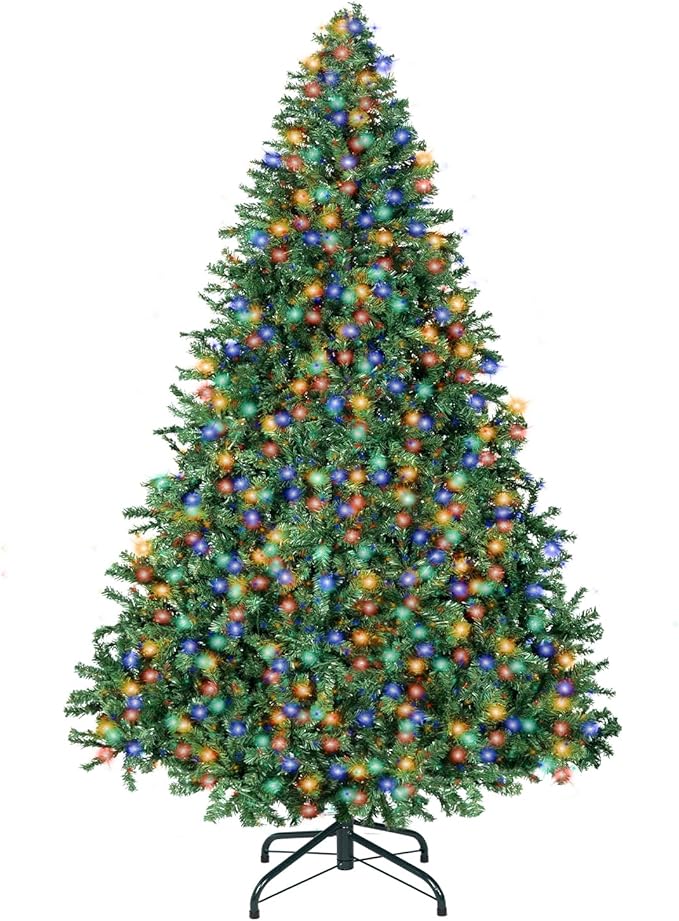 ININ 6FT Prelit Christmas Spruce Artificial Tree with Led Lights, Lighted Christmas Tree，Hinged Full Xmas Tree for Home Party Decoration,350 LED Lights,1000 Branch Tips, Metal Hinges & Foldable Base.