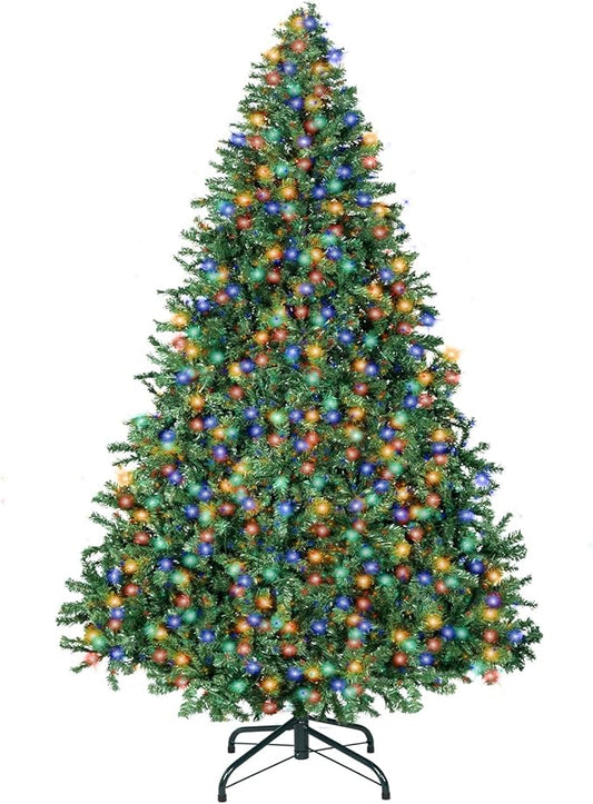 ININ 6FT Prelit Christmas Spruce Artificial Tree with Led Lights, Lighted Christmas Tree，Hinged Full Xmas Tree for Home Party Decoration,350 LED Lights,1000 Branch Tips, Metal Hinges & Foldable Base.