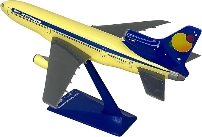 Flight Miniatures Blue Scandinavia Lockheed Tristar L-1011 1:250 Scale - Plastic Snap-Fit Model Airplane - Collectible Replica of Blue Scandinavia Airlines Aircraft - Part #ALK-10110I-018
