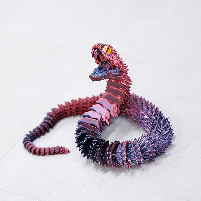 47.5inch Super Large 3D Printed Snake Models,Movable Teeth,Flexible Joint Animal lacertid Figurines, Stress Relief, Fidget restlessness, ADHD Toys, Surprise Fantasy Gifts (RBL/47.5inch)