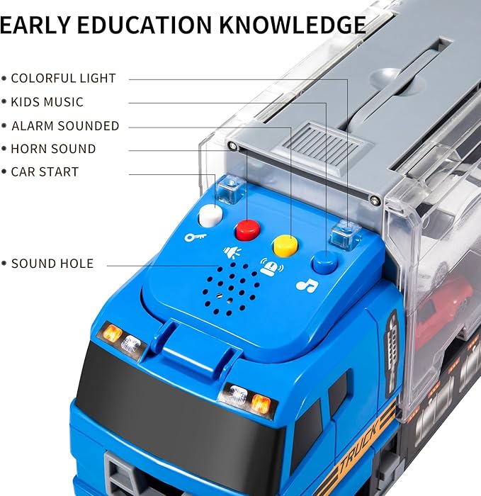 TEMI Transport Cars Carrier Set Toys w/Play Mat, Die-cast Vehicles Truck Alloy Metal Race Model Car Toys for Toddler Age 3-9 Kids Boys & Girls