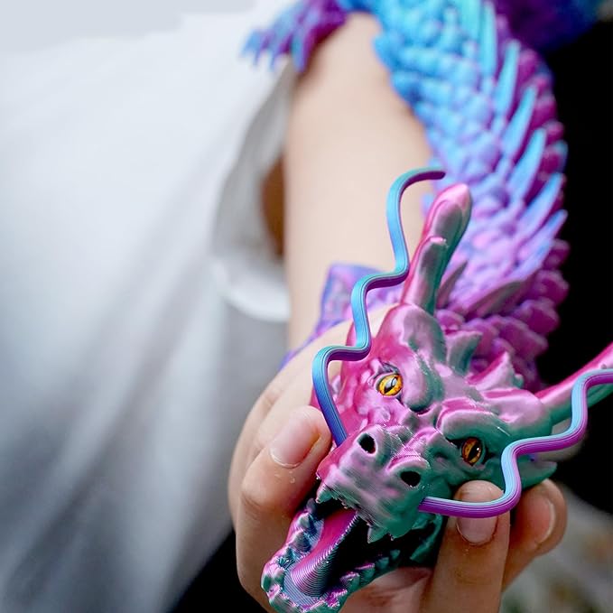 47.3inch Super Large 3D Printed Dragon Models,Flexible Joint Animal lacertid Figurines, 3D Printing Stuff Cheap,Stress Relief, Fidget restlessness, ADHD Toys, Surprise Fantasy Gifts (33.5inch)
