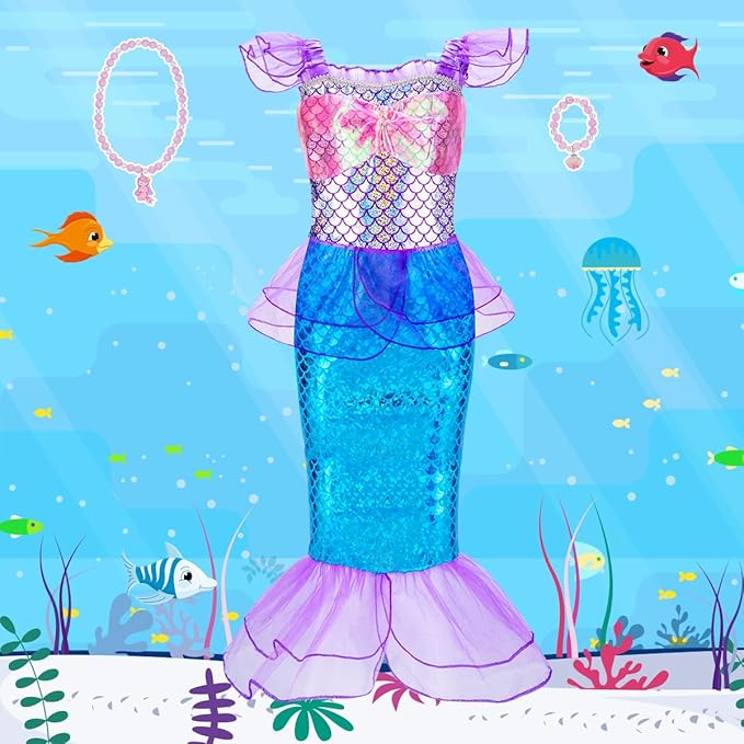 Meland Princess Dress Up - Princess Dresses for Girls with Princess Toys, Dress Up Clothes for Little Girls Pretend Play