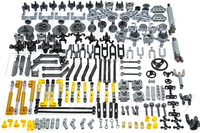 169pcs Technic-Parts Axle-Pin-Connector Compatible with Lego-Technic, Wheels Link Chain Steering Suspension Engine Linear Actuator Shock Absorber MOC-Replacement-Pieces