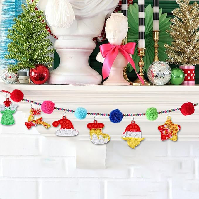 60PCS Christmas Pop Keychain Party Favors - Pop Push Fidget Toys for Kids & Adults