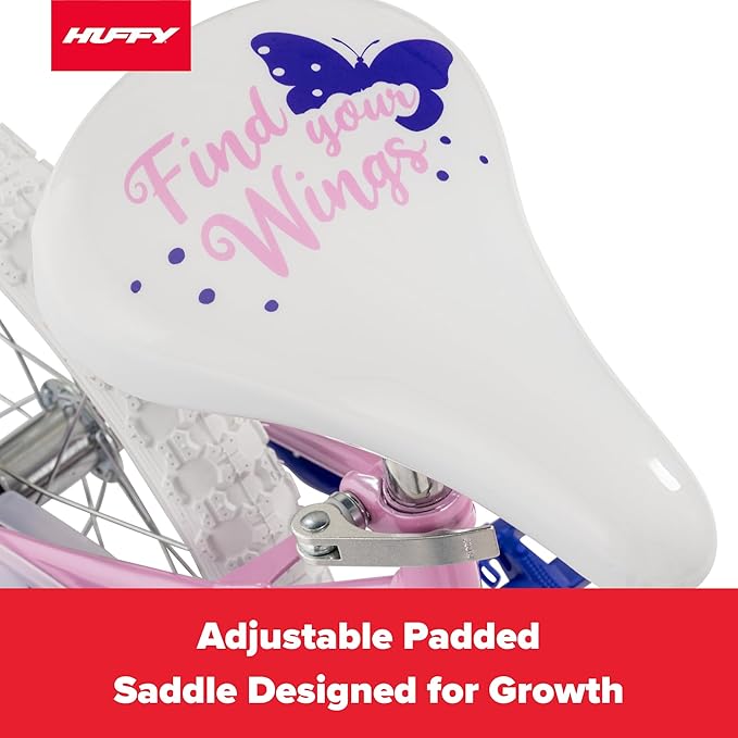 Huffy Illuminate Bike for Girls, 12/16/20 Inch Size Options, Ages 3+ Years Old, Removable Training Wheels (12" and 16" Only), Multiple Color Options, Easy Assembly, Streamers, Adjustable Seat, Durable