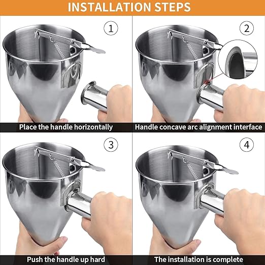 20 OZ Multi-Functional Pancake Batter Dispenser, Multi-Caliber Stainless Steel Funnel Cake Dispenser with Stand Great for Pancakes,Cupcakes,Chocolate Balls and Baked Goods (600ml)