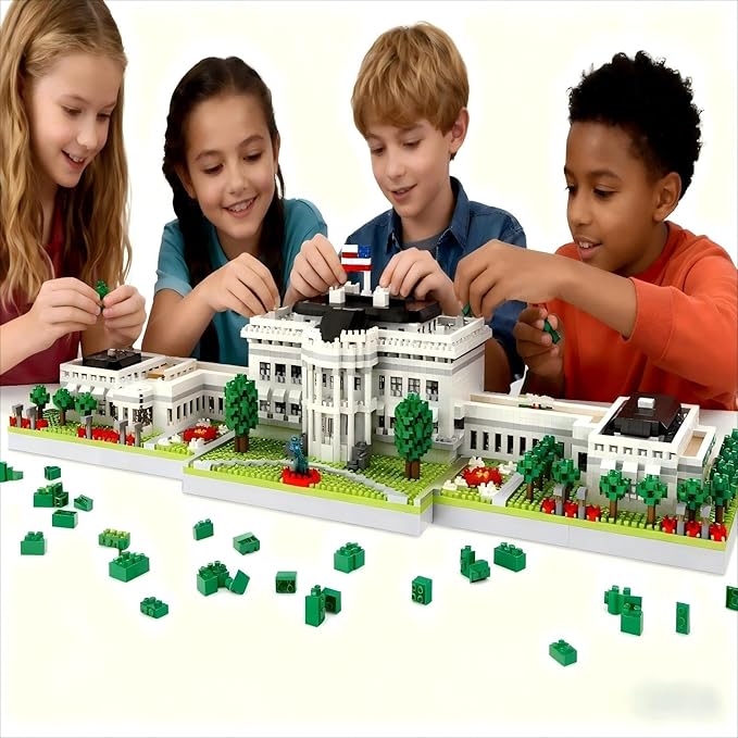 Micro Mini Building Block Sets for Adults, No Compatible with Lego, White House Famous Landmark Building Moldel for Home & Office Decor, MOC 3D Creative Model Gifts for Christmas