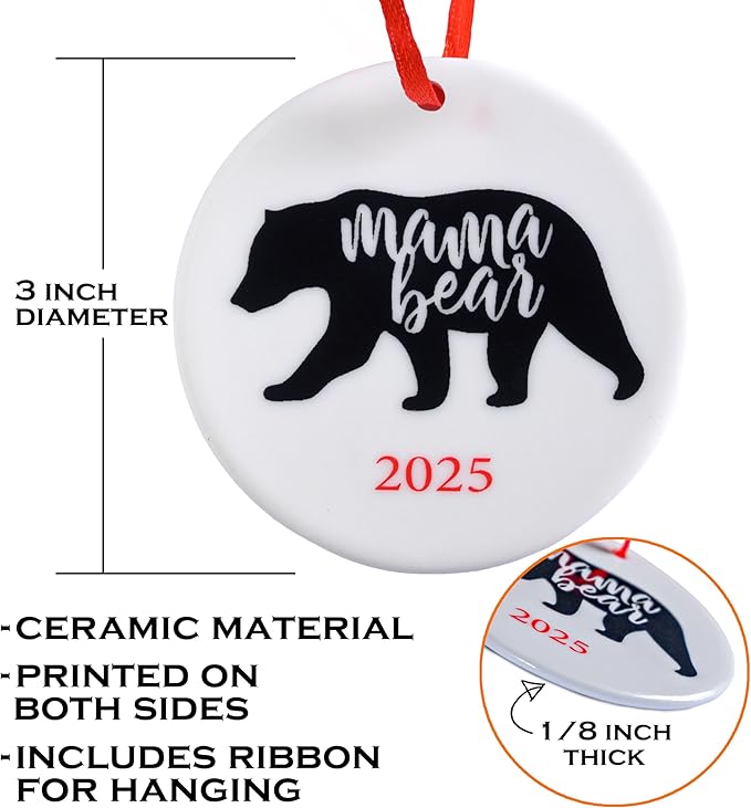 Mama Bear Christmas Ornament 3 Inch, Mama Bear Ornament, Polar Bear Christmas Ornament, Best Mom Christmas Tree Decor, Super Mommy Xmas Decor, Funny Momma Tree Decoration
