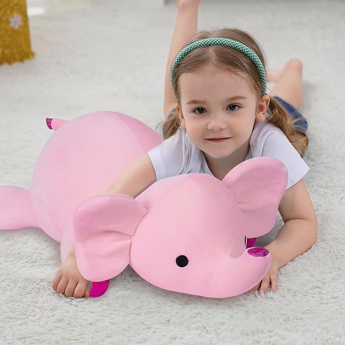 4.2lbs 24in Elephant Weighted Stuffed Animals,Weighted Plush, Gifts for Kids, Adults,Girls and Boys(Pink)