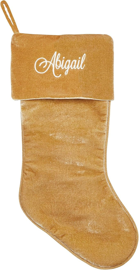 Personalized Planet Gold Velvet Christmas Stocking with Custom Name Embroidered | Family Stockings | Festive Holiday Home Décor | Ready to Hang