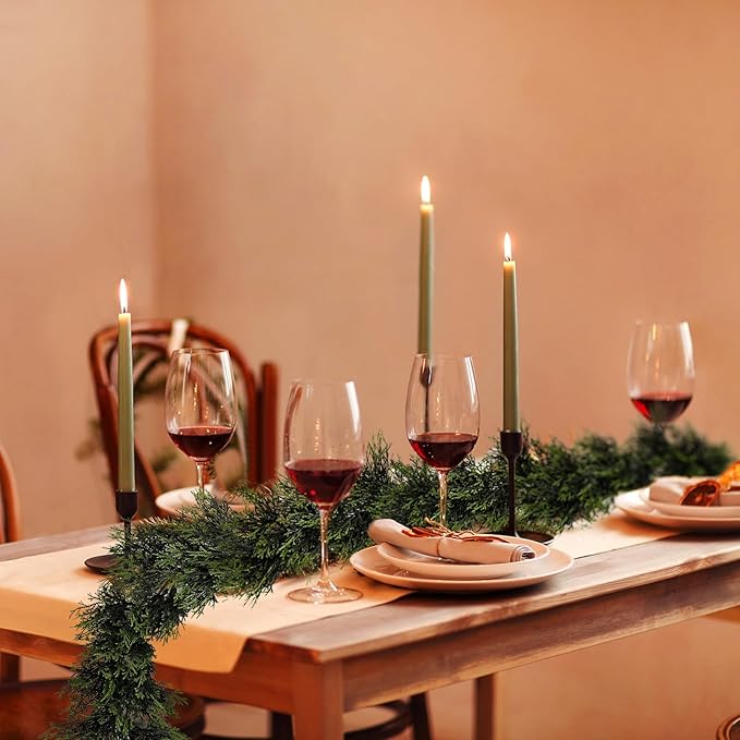 RECUTMS Artificial Garland 1pcs Fake Vines Ivy Greenery Stiff Leaves Plants Table Decor Faux Hanging Plastic Plant for Indoor Outdoor Home Party Wall Mantle (Green H)