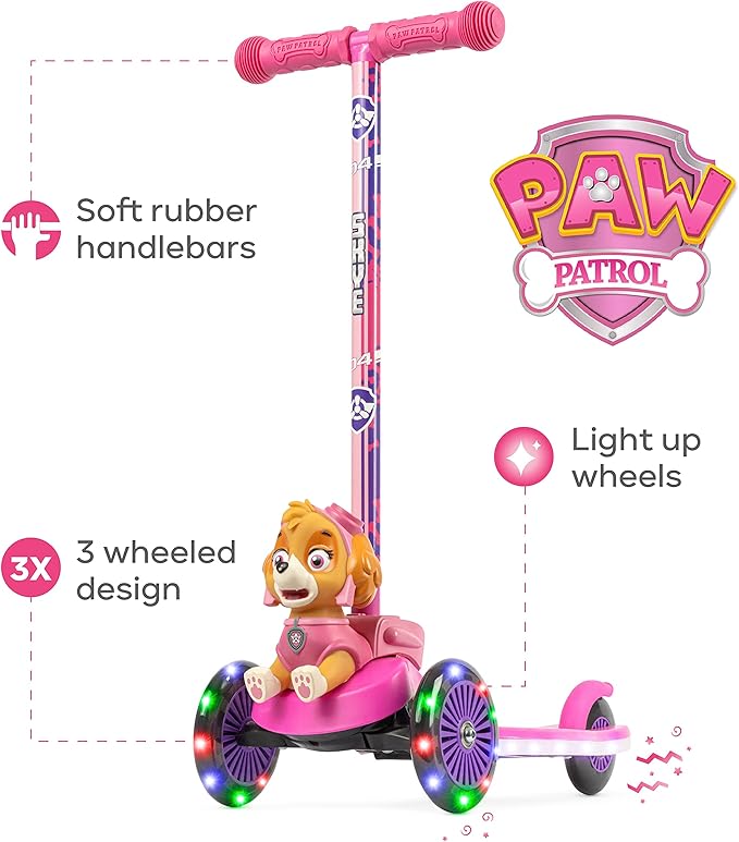 3D Kick Scooter for Kids, Self-Balancing 3 Wheeled Light Up Scooter with Extra Wide Anti-Slip Deck, Rear Brake, Lean to Steer, Lightweight Design, for Kids 3 and up, 75 LB Limit