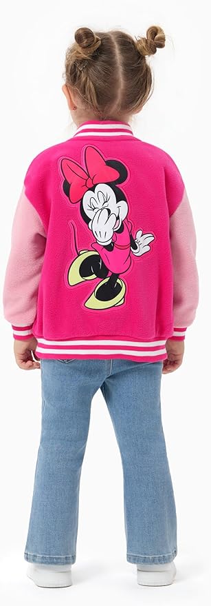 Disney Minnie Mickey Stitch Princess Frozen Elsa Marvel Jacket Lightweight Coat Button up Color Block Sweatshirt 2-14 Years