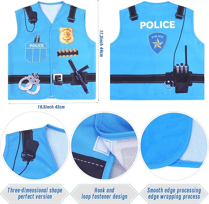 Kyson 8Pcs Police Costume Kit for Boys Police Officer Cop Dress Up Accessories Halloween Career Day