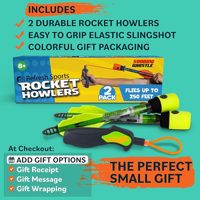 Light Up Foam Rocket Toys for Kids: Best LED Rocket Launcher Slingshot Lights Up & Makes Noise! for Boys & Girls. Outdoor Toy Party Favors Easter Stuffers & Great Gifts for Ages 8 9 10 11 12 13 +