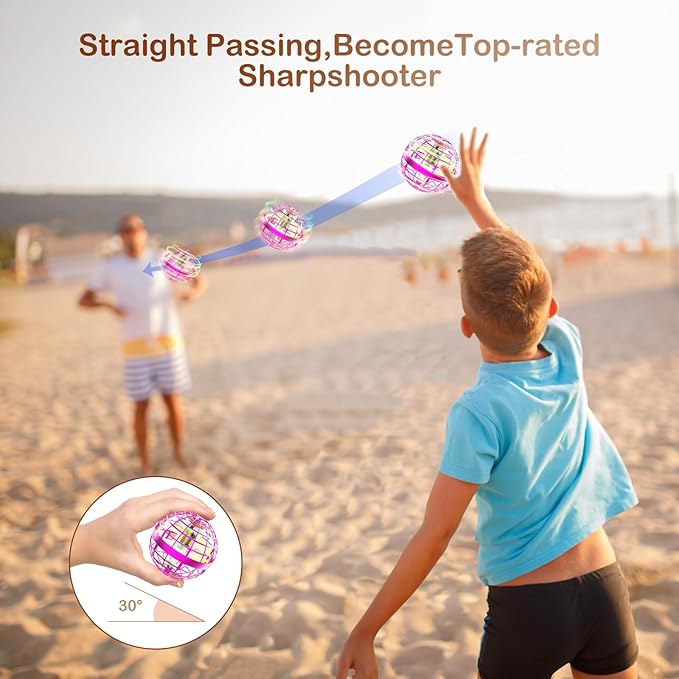 Flying Orb Ball 2024 Galaxy Cosmic Globe UFO Boomerang Hover Ball Galatic Fidget Spinner Mini Drone Cool Toys Birthday Gift Ideas for 6 7 8 9 10+ Year Old Boys Girls Teens Indoor Outdoor(Pink)