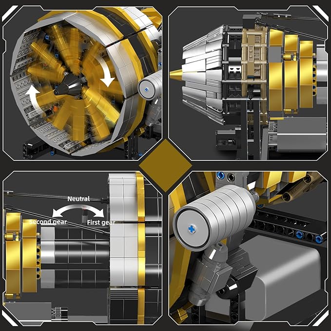 Mould King City Aircraft Engine Building Set-Turbojet Engine Model That Runs with Motor-Collectible Blocks Kit for Adults -Mechanical Science Education STEM Toy(2256 PCS)